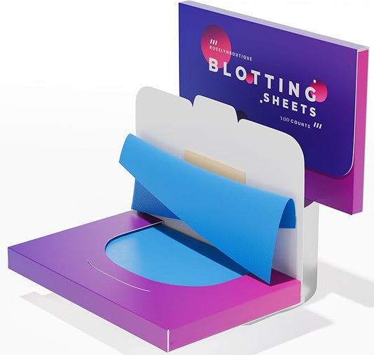 ROSELYNBOUTIQUE Oil Blotting Sheets for Face - 100 Organic Premium Flexible Silky Blotting Sheets Instant Oil-Absorbing Remove Excess Oil & Shine Oil Control Films-GlimoraGlow