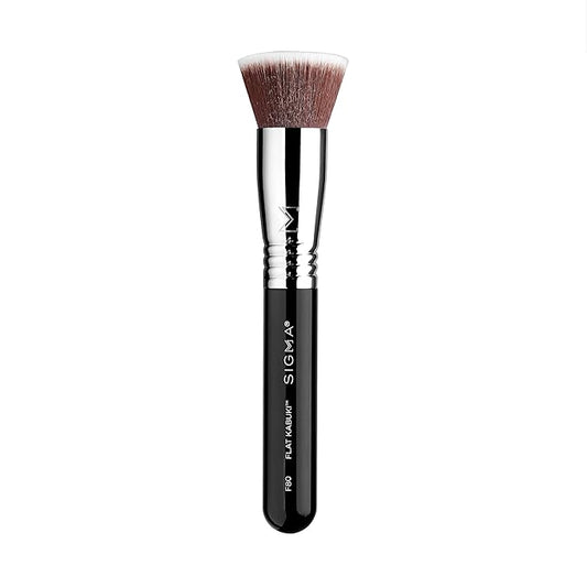 Sigma Beauty F80 Flat Kabuki Brush – Flat Top Kabuki Foundation Brush and Professional Grade Makeup Brush with Ultra-Soft Fibers for Blending Liquid & Cream Makeup Products (Black, 1pc)-GlimoraGlow