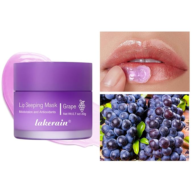Hydrating Lip Sleeping Mask, Long Lasting Hydrating Night Lip Balms for Intensive Moisturizing and Care, Prevention Dry and Crack (GRAPE) 0.7 OZ-GlimoraGlow