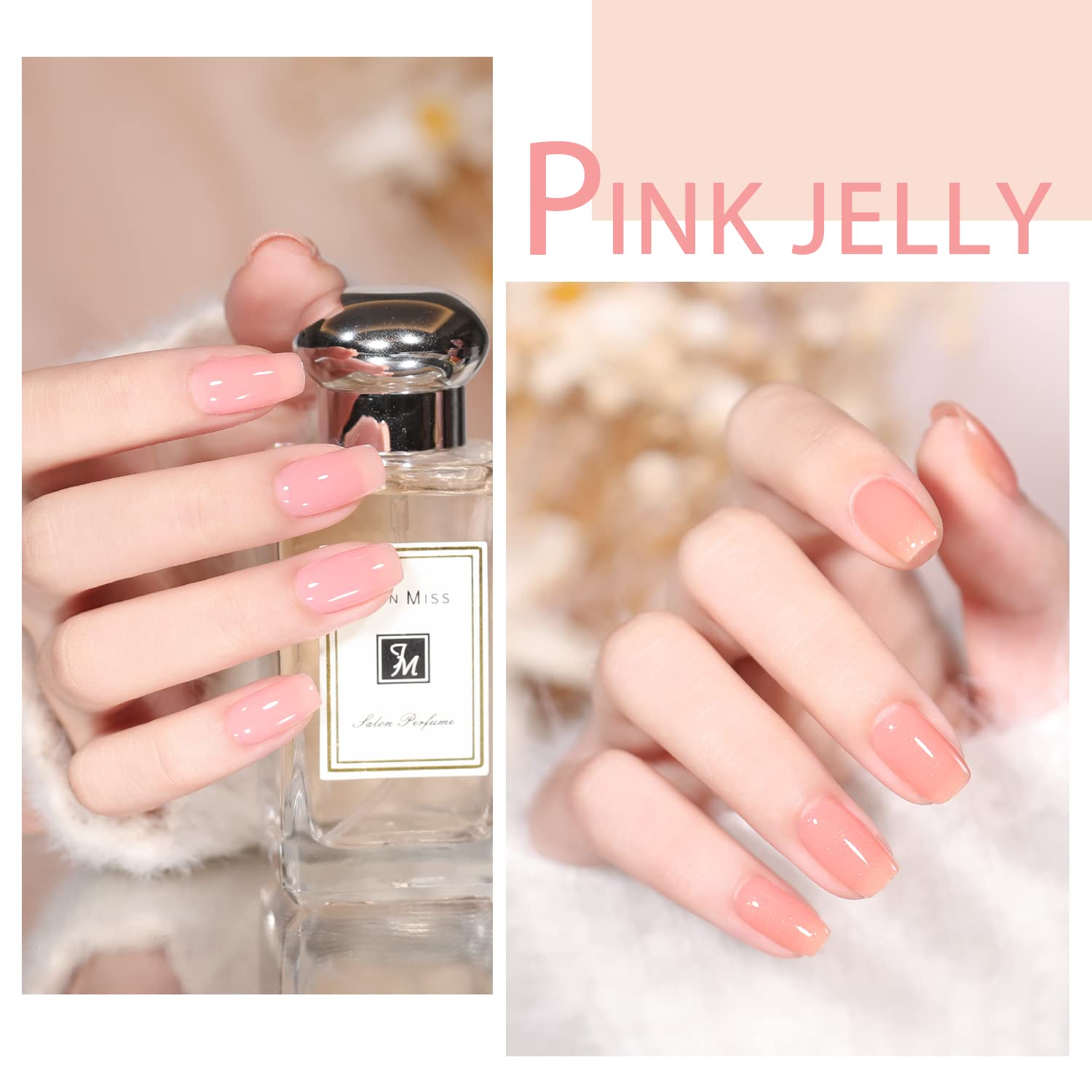 Jelly Pink Gel Nail Polish Set of 10 Colors Including Pink Purple Milky White Nude Gel Polish Kit UV LED Soak Off Nail Polish Home DIY Manicure Nail Salon Varnish-GlimoraGlow