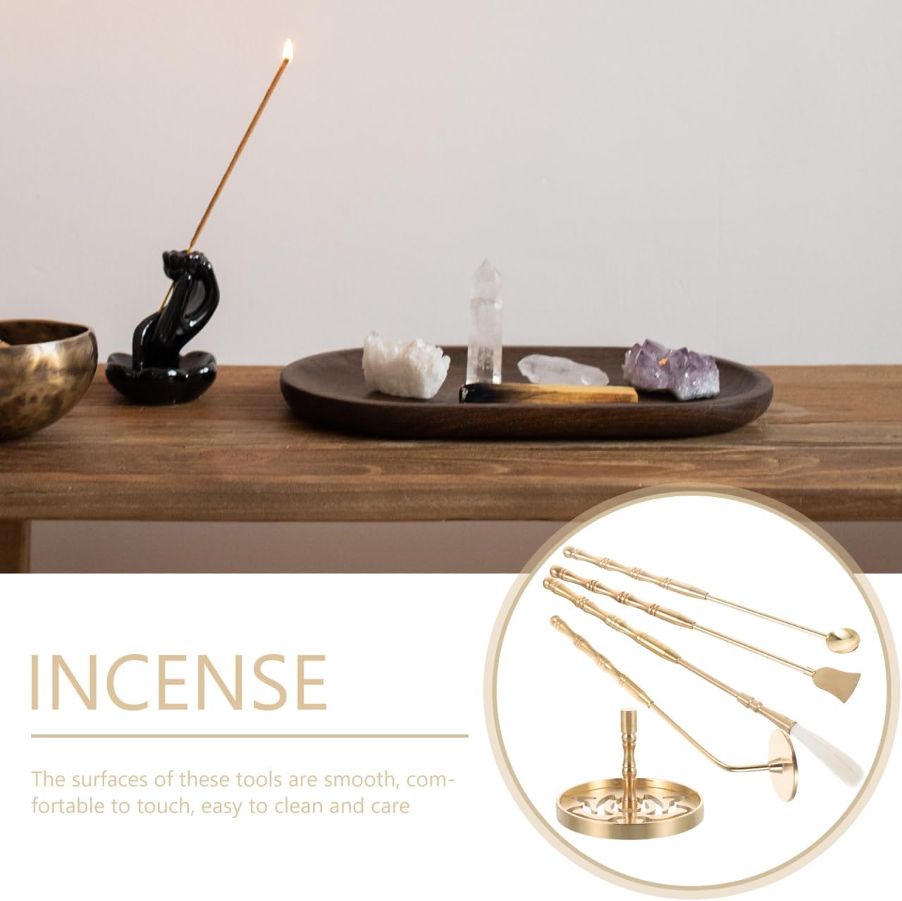 Incense Burner Kit 5pcs - Incense Cone Molds, Press, Shovel, Brush - Brass Chinese Incense Burner Kit Incense Making Kit for Yoga Meditation DIY Home Fragrance-GlimoraGlow
