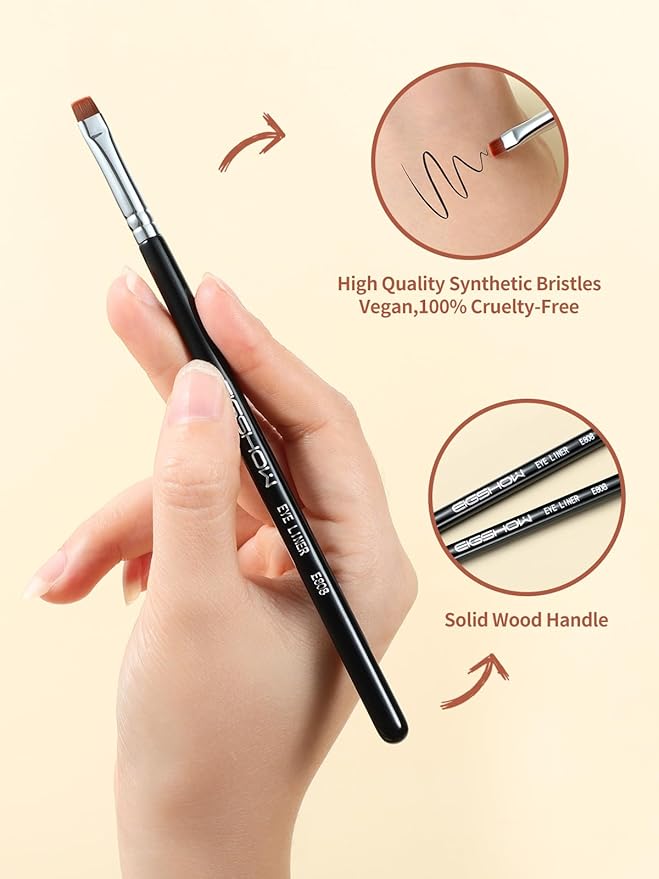 EIGSHOW Flat Eyeliner Brush, Professional Precise Eyebrow Concealer Brush for Sharp Defined, Eye Liner Application with Gel Liquid Cream Powder (E808)-GlimoraGlow