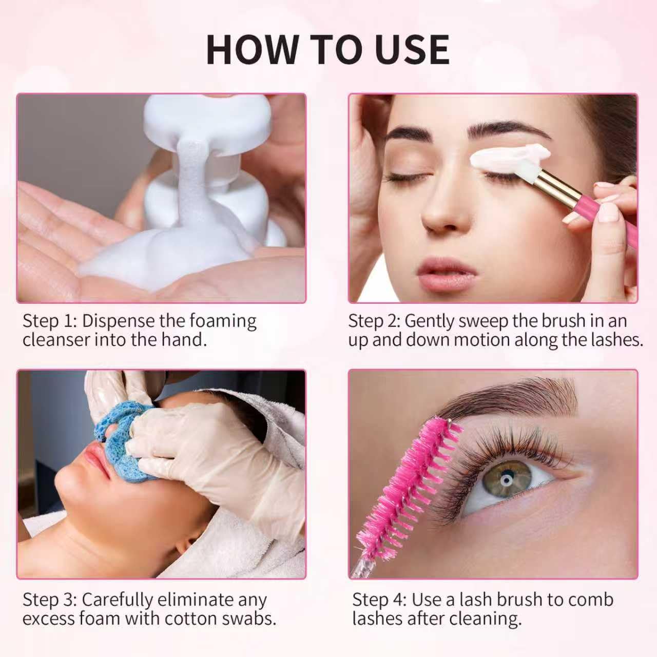 100 Pcs Lash Shampoo Bottle Brushes Set 20 Empty Foam Pump Dispensers 20 Label Stickers 20 Mascara Wands Tubes 20 Cleansing Brush 20 Bag for Eyelash Extensions Aftercare(Red Rose)-GlimoraGlow