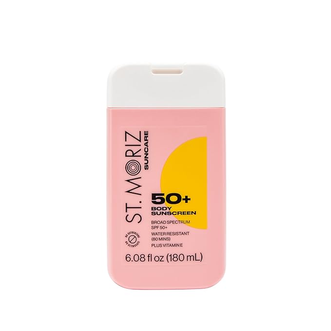 St Moriz Suncare SPF - Sunscreen - Broad Spectrum Protection Water Resistant Sunscreen Moisturizing Lotion + Vitamin E - Oxybenzone & Octinoxate Free - Vegan - Body, 50, Sun Protection Factor (SPF)-GlimoraGlow