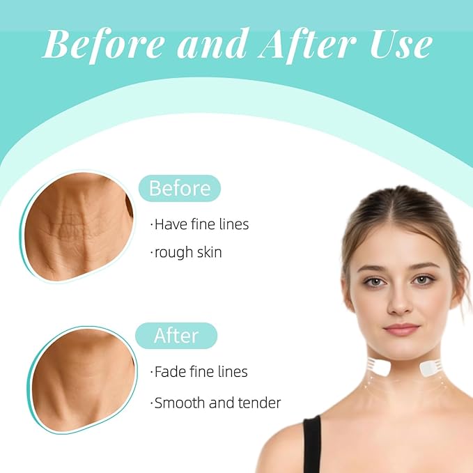 FHH Neck Lifting Tape, Lifting Invisible, Lift Sagging Skin, High Elasticity and Breathability, Suitable for Neck, Face and Jaw (4 Tapes + 20 Patches) A-GlimoraGlow