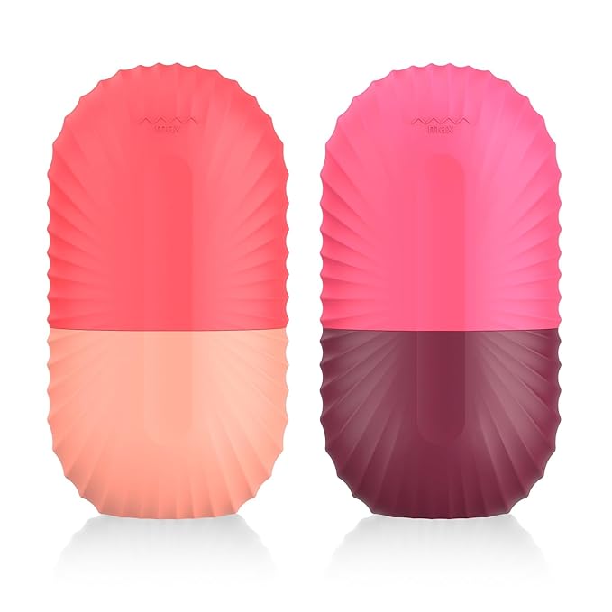 2pcs Ice Roller for Face and Eye, Silicone Ice Facial Roller Ice Holder, Face Ice Mold Skin Care, Face Icers Reusable Ice Cube Roller for Shrink Pores Anti Wrinkle Reduce Puffiness, Pink Rose-GlimoraGlow