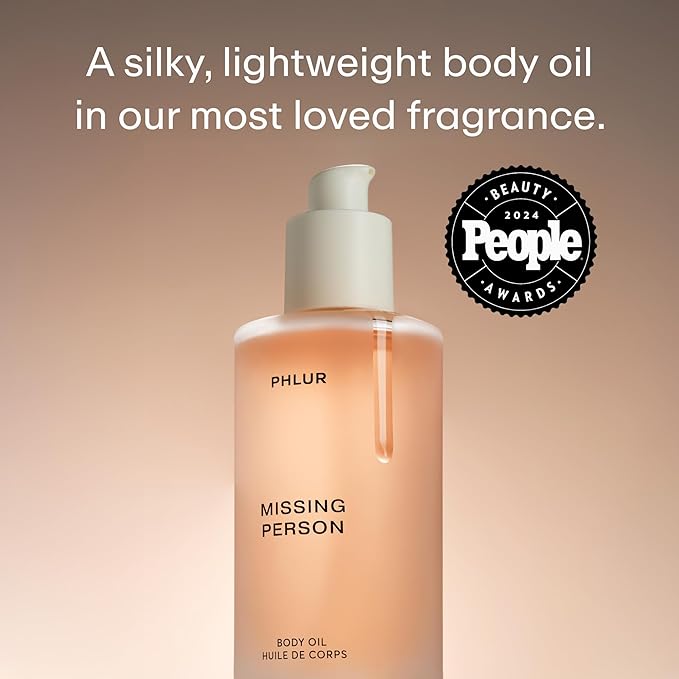PHLUR Missing Person Body Oil For Women & Men - Lightweight & Nourishing - With Ceramide-Rich Oils & Skin-Mimicking Lipids - Bergamont, Musk, Orange & Sandalwood Floral Scented Body Oil (4 Fl Oz)-GlimoraGlow