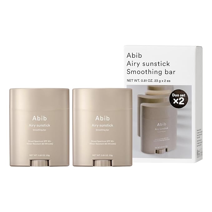 Abib Airy Sunstick Protection Bar DUO Broad Spectrum SPF50+ 1.62 oz / 46 g (Semi-matte) | Korean Suncreen Stick Suncare Sunblock, No Whitecast, Protector Solar Barra, Water resistant-GlimoraGlow