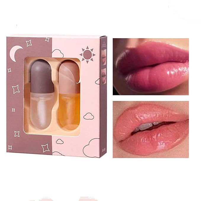 2 Pcs Lip Plumper, Natural Lip Plumper and Lip Care Serum,Lip Plumper set (Day& Night)-GlimoraGlow