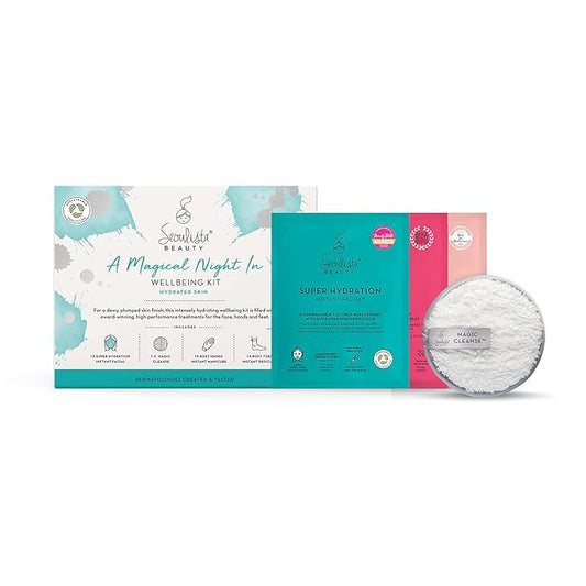 HYDRATED Gifting Bundle | SUPER HYDRATION SHEET MASK | Rosy Toes - Foot Mask Instant Pedciure | Rosy Hands - Hand Mask Instant Manicure| Magic Cleanse™ Eco-friendly Cleansing Tool-GlimoraGlow