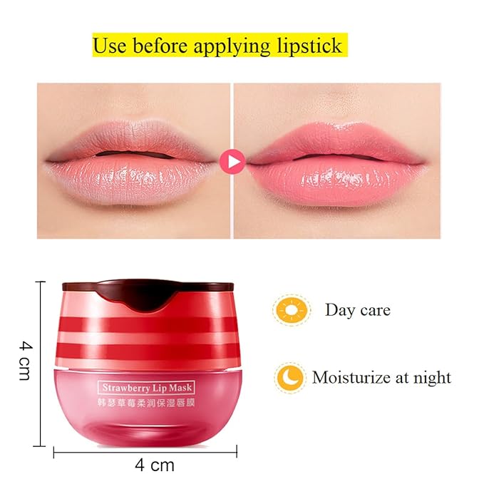 2 Pcs Lip Balm Honey Pot,Honey & Strawberry Lip Mask Propolis Moisturizing Lip Balm with Stick,Prevention Dry and Cracked Lip Scrubs,Exfoliator Lip Wrinkle Skin Care Products-GlimoraGlow