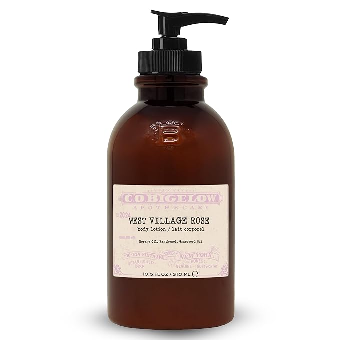 C.O. Bigelow West Village Rose Body Lotion, Iconic Collection Moisturizing Body Lotion with Shea Butter, Borage Oil & Grapeseed Oil, 10.5 Fl Oz-GlimoraGlow