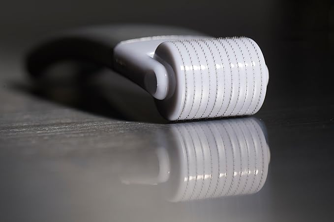 StackedSkincare Microneedling Roller with Replaceable 0.2mm Stainless Steel Needle Head - Gentle Micro Needle Roller for Face, Scalp & Body - Ergonomic Aluminum Handle for Smooth, Even, Radiant Skin-GlimoraGlow