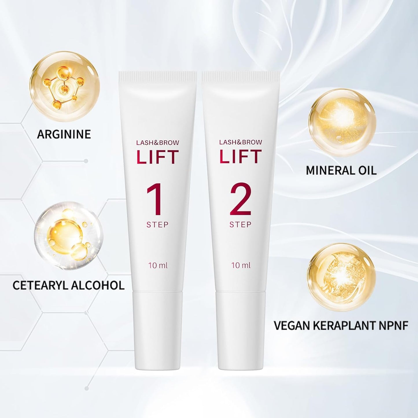 ICONSIGN 2-in-1 Lash Lift Kit Brow Lamination Kit, High-capacity Lotion Tube Design Eyelash Perm Kit Perm & Setting Lotion for Salon or Home Use, White-GlimoraGlow