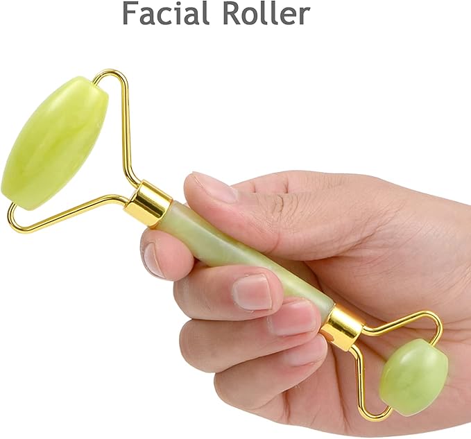 Bulex 100% Natural Jade Face Roller/Anti Aging Jade Stone Massager for Face & Eye Massage - Make Your Face Skin Smoother and Looks Younger-GlimoraGlow