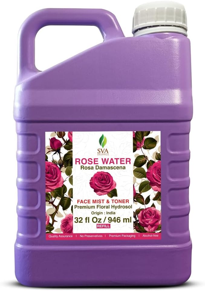SVA Rose Water - 32 Fl oz - Refreshing Rose Water Spray for Skin Care, Skin Hydration, Bath, Soaps, Haircare & Aromatherapy-GlimoraGlow