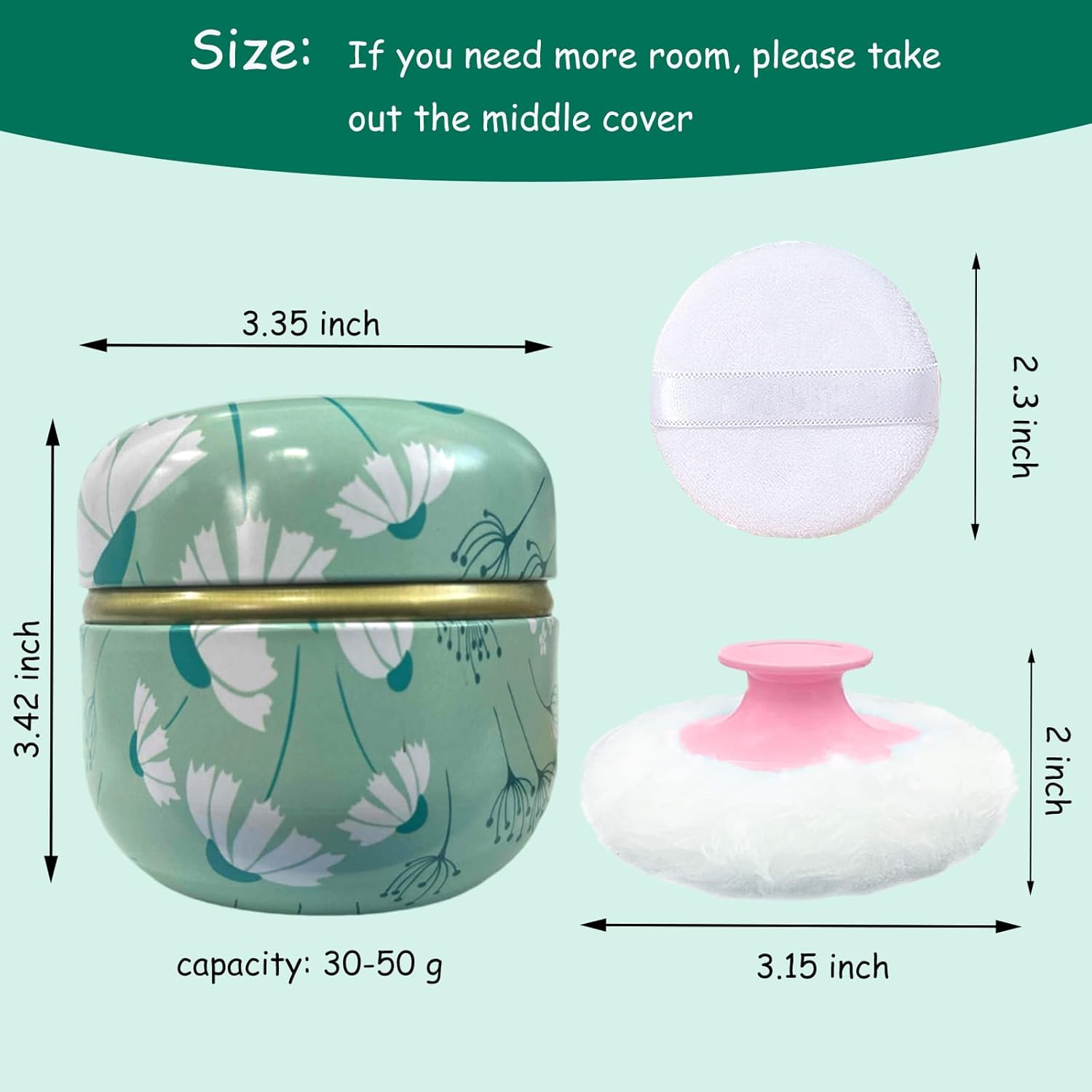 Body Powder Puff and Container for Dusting Powder, Women Powder Puff and Powder Case for Bath and Travel (Dandelion)-GlimoraGlow