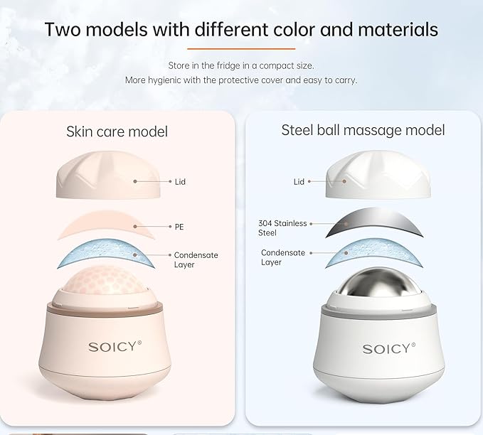 OPENDGO Facial Ice Roller 360° Rotating Massager Roller Ball Cooling Face Ice Roller for Reduce Puffiness and Relief Migraine, Pain,Ice Face Eye Massage Roller, Skin Care Tools-GlimoraGlow