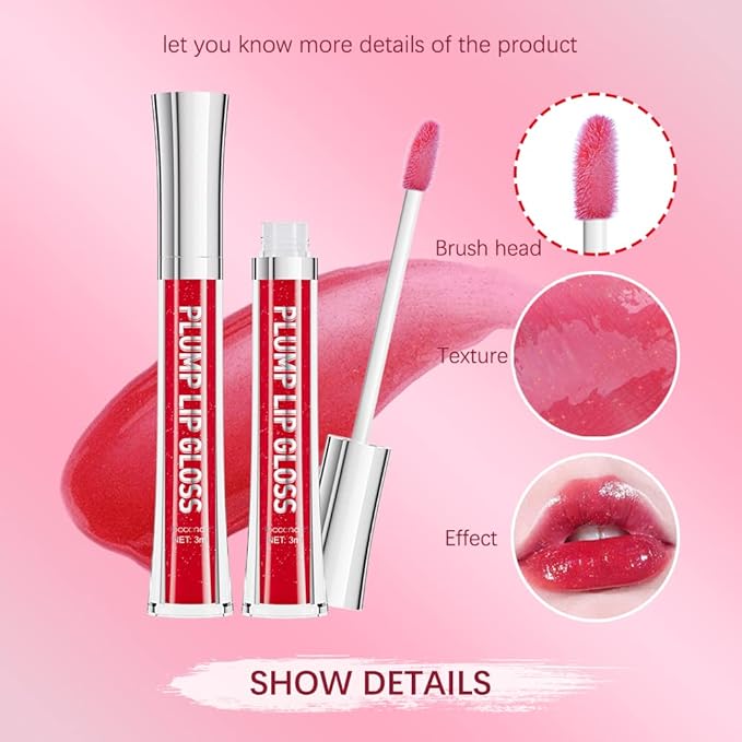 ibcccndc Lip Plumper Plumping Lip Gloss Hydrating Nourishing Lip Oil Red Liquid Lipstick Lip Care Products Mineral Oil Clear Lipgloss (5)-GlimoraGlow