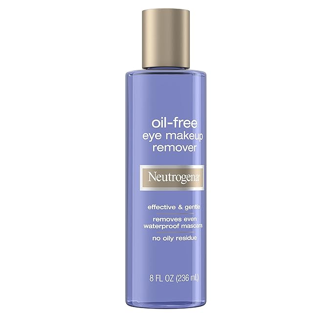 Neutrogena Gentle Oil-Free Eye Makeup Remover & Cleanser for Sensitive Eyes, Non-Greasy Makeup Remover, Removes Waterproof Mascara, Dermatologist & Ophthalmologist Tested, 8.0 fl. oz (Pack of 2)-GlimoraGlow