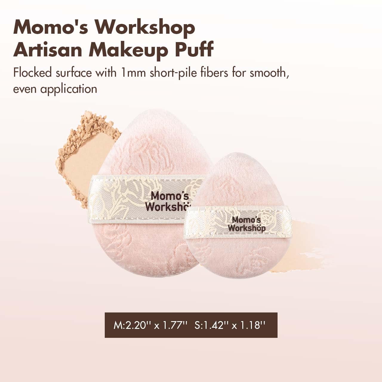 Pink Velvet Powder Puffs, Laser-Cut Rose Design, Dual-Sided, Travel Size & Wide M Size for Pressed Powder, Blush & Contour,5pcs Plush Puffs & Storage Case-GlimoraGlow