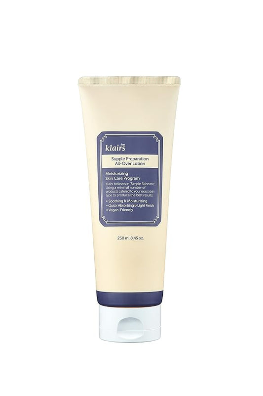 DearKlairs] Supple Preparation All-over lotion, Daily face and body moisturizer, for sensitive skin, Essential oil Free, Artificial fragrance free,250ml, 8.45oz-GlimoraGlow