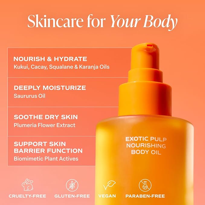 Saltair Body Oil. Luxurious Exotic Pulp After Shower and Bath Oil Moisturizer for Women. Botanical, Non-Greasy, and Well-Absorbing Lotion for Hydrating Dry Skin. 4oz Pump Bottle-GlimoraGlow