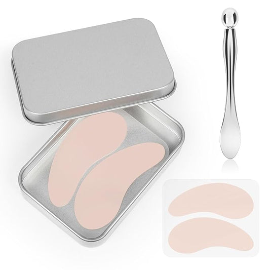 2 Pcs Under Eye Patches Silicone - Reusable Eye Patches, Eye Patches Plump Fine Lines & Wrinkles with Metal Eye Cream Applicator with Metal Eye Cream Applicator-GlimoraGlow