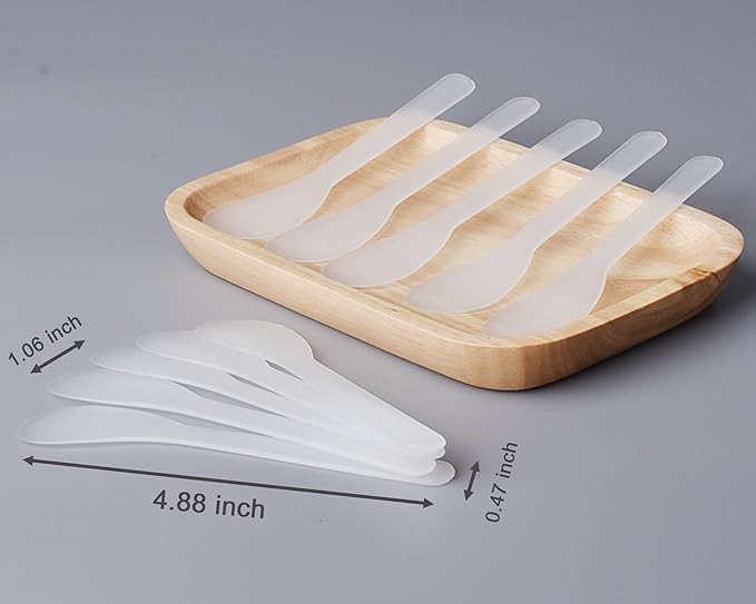 100 PCS of White Color Cosmetic Spatula for Makeup Face Mask Plastic Spoon Disposable Makeup Tools for Mixing and Sampling 4.88'' x 1.06”/Spatulas Skin Care Facial Cream Mask Spatula-GlimoraGlow