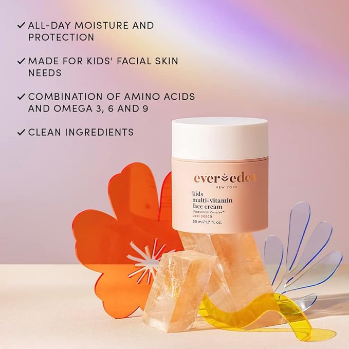 Evereden Kids Face Cream: Cool Peach, 1.7 oz. | Face Lotion | Clean and Non-Toxic Face Moisturizer | Multi-Vitamin Skin Care for Kids-GlimoraGlow