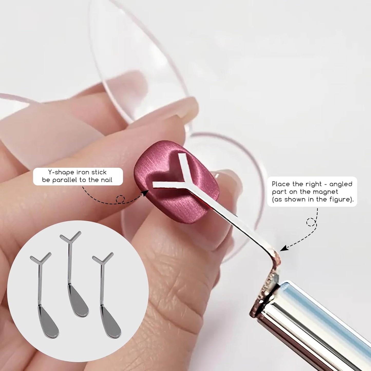 24 Pcs Cat Eye Magnet for Nails + 3 Y-Shaped Metal Brackets for Heart Cat Eye Effect Cylindrical Nail Magnet Magnetic Beads Magnet Double Ended Flower Magnet Stick for Cat Eye Nail Polish-GlimoraGlow