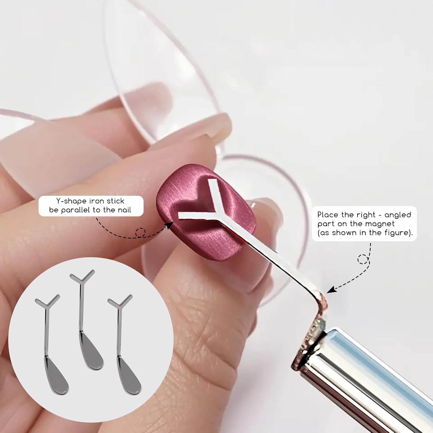 24 Pcs Cat Eye Magnet for Nails + 3 Y-Shaped Metal Brackets for Heart Cat Eye Effect Cylindrical Nail Magnet Magnetic Beads Magnet Double Ended Flower Magnet Stick for Cat Eye Nail Polish-GlimoraGlow