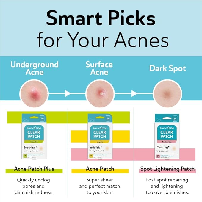 Invisible Pimple Patches for Cystic Acne - Premium Hydrocolloid Acne Patches & Zit Stickers, Cystic Acne Patch with Matte Finish - 240 Count - 3 Sizes Invisible Plus (Clear Patch)-GlimoraGlow