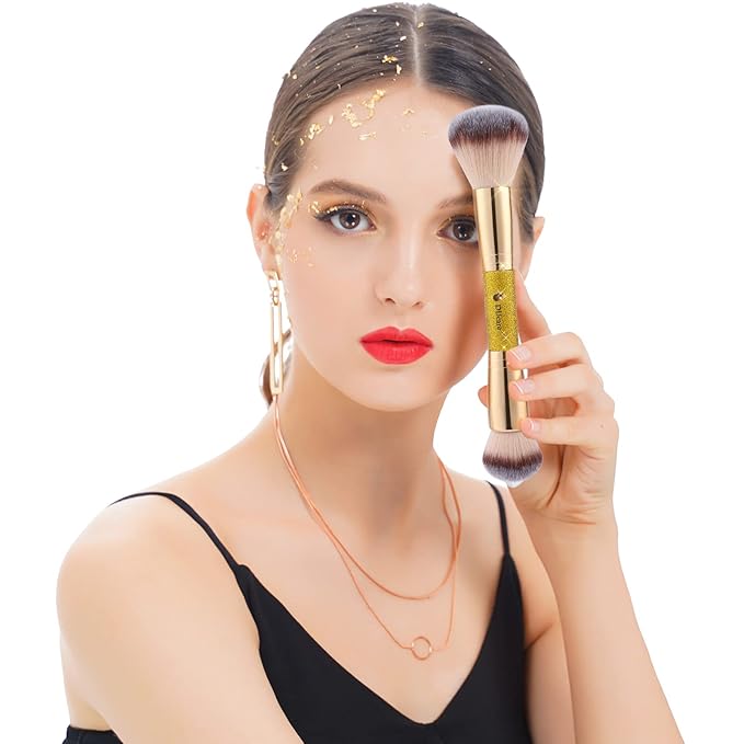 DUcare Foundation Powder Brush Double Ended Blush Makeup Brushes, Duo Bronzer Blush ideal for cream or powder-GlimoraGlow