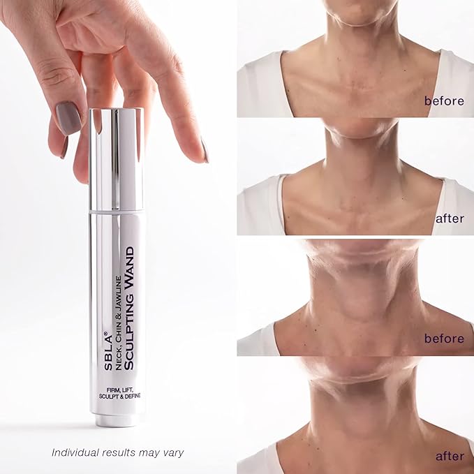 SBLA Beauty - Neck, Chin & Jawline Sculpting Wand 0.7 Fl Oz / 20mL - Lifts & Firms the Neck, Chin, Jawline & Decollete - Reduces Lines & Wrinkles - Smooths, Tightens Sagging Skin - Evens Out Skin Tone-GlimoraGlow