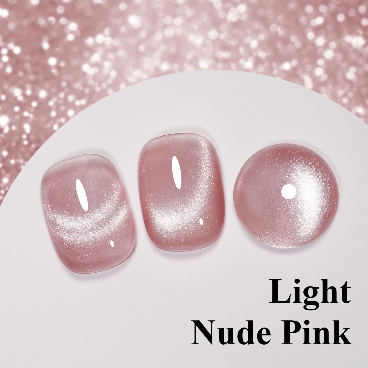 Imtiti Cat Eye Gel Nail Polish, Light Nude Pink Holographic Magnetic Crystal Nail Gel Polish With Magnet Glittery Galaxy Spring Summer Kit Soak Off UV Led 10ML-GlimoraGlow