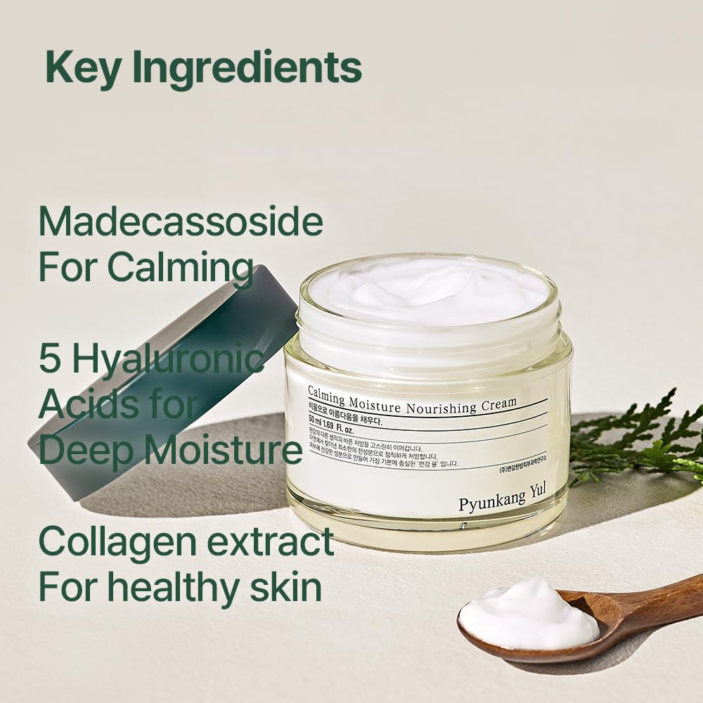 Pyunkang Yul PKY Calming Moisture Nourishing Cream Instantly Soothes Sensitive Skin, Face Moisturizer for Healthy Skin Vitality with Collagen, Vegan, Korean Skincare (1.69 Fl. Oz, 50ml)-GlimoraGlow