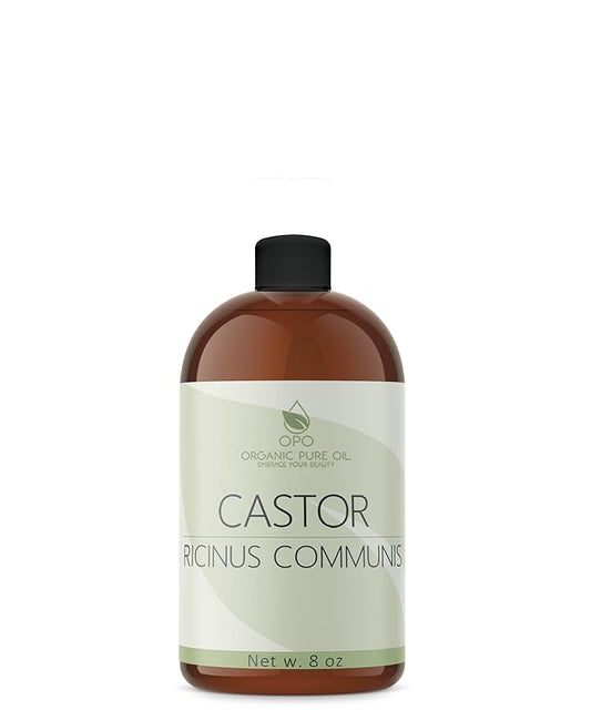 Pure Castor Oil - 8 oz w/Dispense Cap - Pure, Natural, Non-GMO, Hexane-Free, Vegan Carrier Oil - Promotes Hair Growth, Conditions - Skin, Hair, Lashes, Brows, Cuticles & More-GlimoraGlow