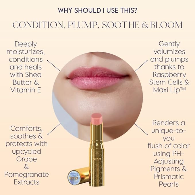 ieró Beauty Moonkissed Luminous PH Tinted Lip Balm w/Shea Butter & Vitamin E, Lip Care Moisturizer, Lip Plumper for Soft & Supple Lips, Paraben Free, Vegan, Sheer Rose w/Golden-Pink Shimmer-GlimoraGlow