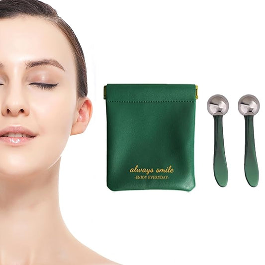 2 in 1 Roller Eyes Cream Applicator Wand and T-Shape Massager Tool for Facial Massage, Reduce Puffiness (Green-1)-GlimoraGlow