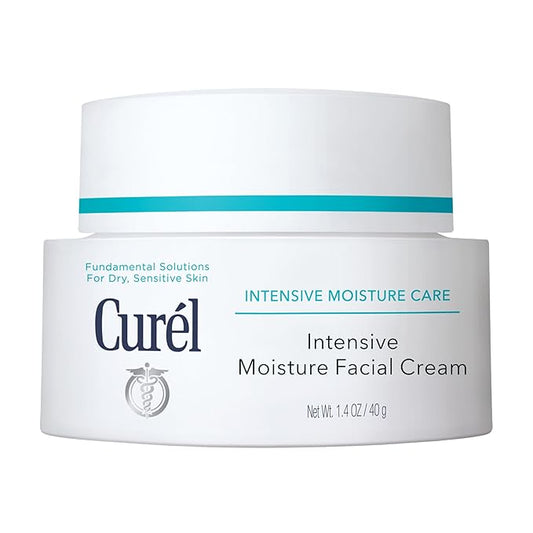 Curel Japanese Skin Care Intensive Face Moisturizer Cream, Hydrating Face Lotion for Dry to Very Dry Sensitive Skin, Anti-Aging, Fragrance-Free, Anti-Wrinkle Japanese Skin Care, 1.4 Oz-GlimoraGlow