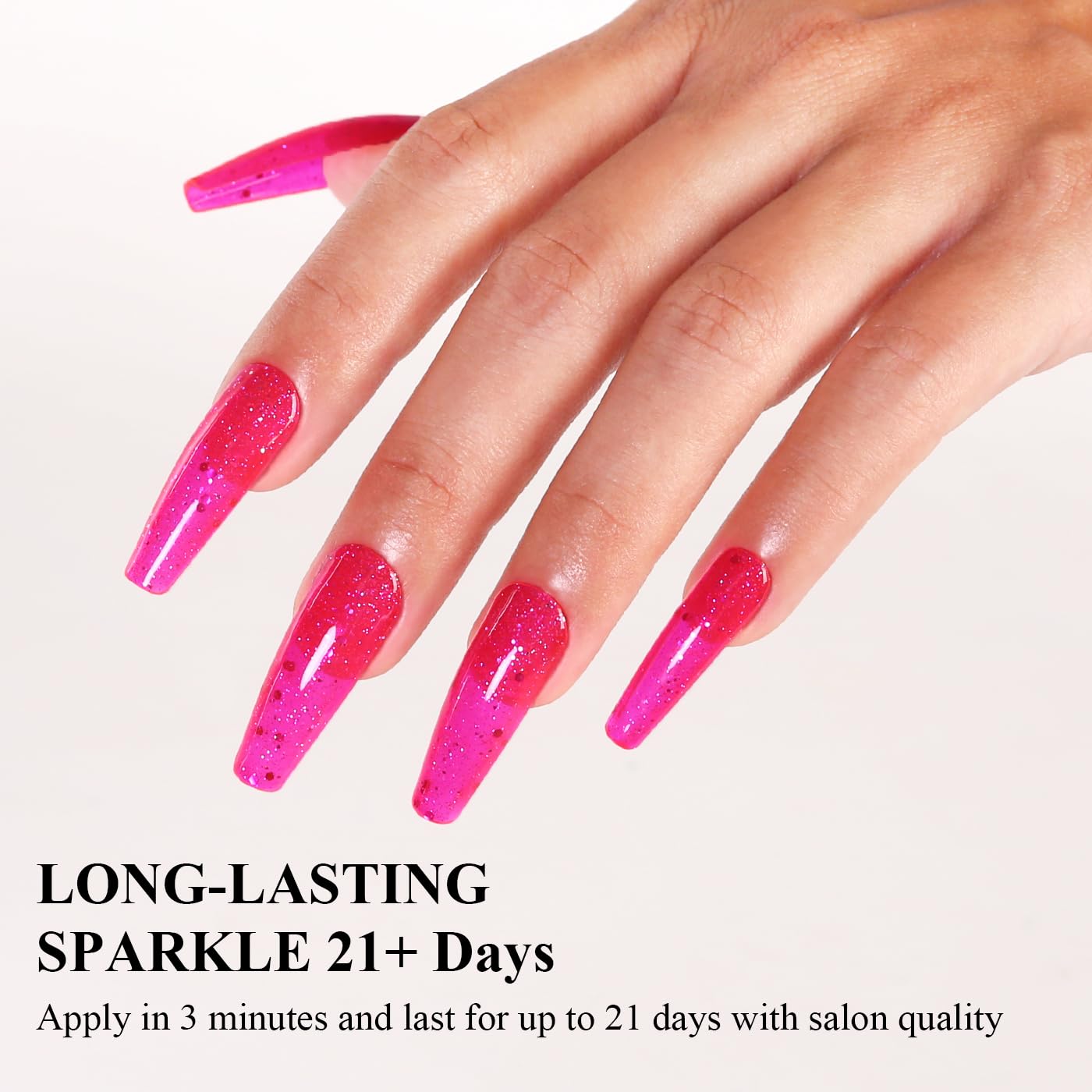 Imtiti Glitter Gel Nail Polish, Hot Pink Iridescent Glitter Gel Polish Diamond Shimmer Sparkle Soak Off UV LED Nail Gel Polish Autumn Winter Gel Polish Manicure Gel Nail Kit 10ML-GlimoraGlow