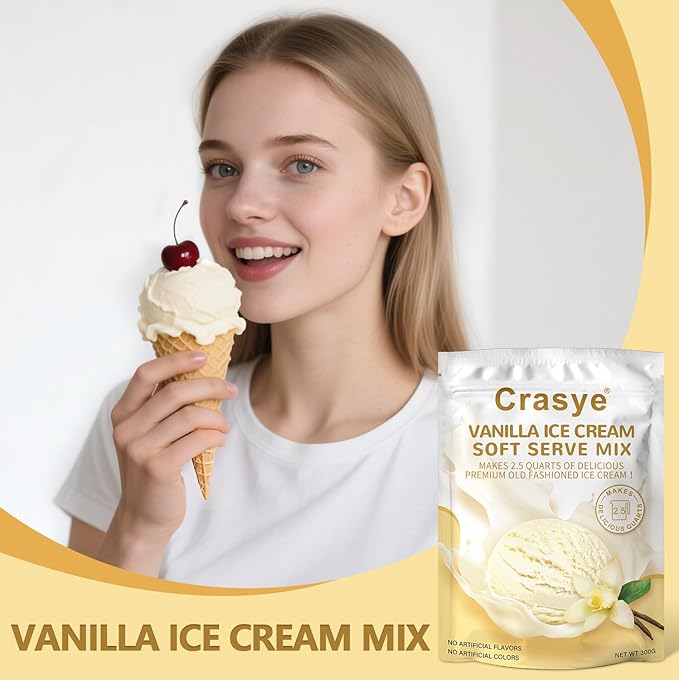 10 Ounce Ice Cream Mix Vanilla Soft Serve Mix Soft Serve Mixes Base Powder Homemade for Ice Cream Maker Machine-GlimoraGlow