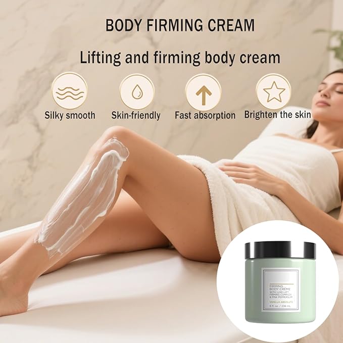 Champagne Firming Body Cream,Anti-Aging Tightening Cream with Luxe-Lift Complex,Skin Firming Cream for Hydrates Dry Skin, Fights Crepey Skin on Arms & Legs(8 Fl Oz, Sweet Almond Coconut)-GlimoraGlow