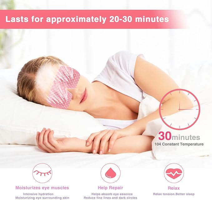 18 Packs Steam Eye Mask for Dry Eyes Dark Circles and Puffiness Tired Eyes, Disposable Self Heating Eye Mask for Stress Relief Relief Eye Fatigue-GlimoraGlow
