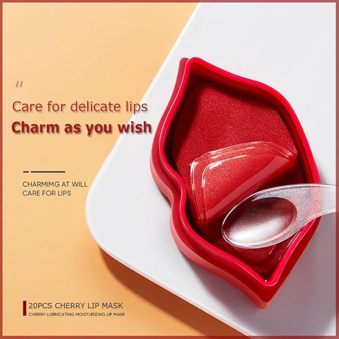 20Pcs Moisturizing Restores Moisture Lip Mask for Dry Lips and Lip Lines Overnight Lip Care, Gel Treatment Plumping Lips Mask (Red)-GlimoraGlow