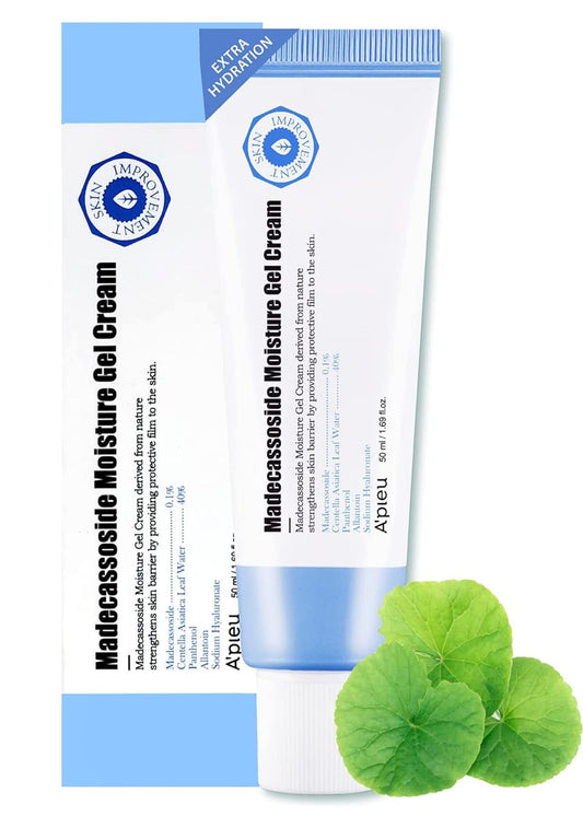 A'PIEU Madecassoside Moisture Gel Cream (1.69 Fl oz) - for Hydrating Dry and Sensitive Skin- Helps Soothe Damage and Maintain Optimal pH level- Centella Asiatica, Panthenol, Allantoin-GlimoraGlow