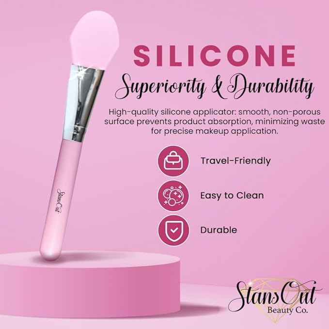 StansOut Foundation Applicator - Liquid Foundation Brush, for Cream or Powder - Easy to Clean - Travel-Friendly, Durable - Ideal for Professional Makeup Results - Pointed Shape, Smooth Silicone Edge-GlimoraGlow