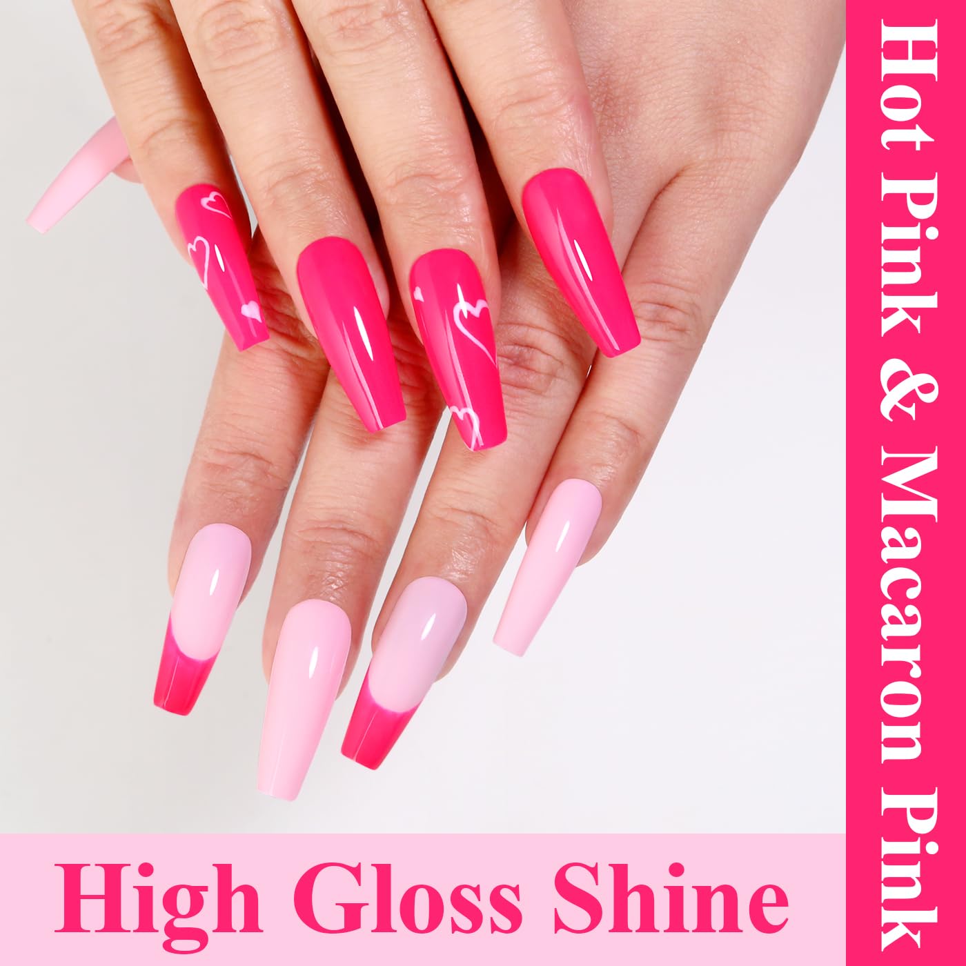 Imtiti Gel Nail Polish Kit, 2 Pcs 10ml Hot Pink & Macaron Pink Colors Gel Polish Soak Off UV LED Spring Summer Pink Gel Polish Nail Art Manicure Salon DIY Design Gel Nail Kit-GlimoraGlow