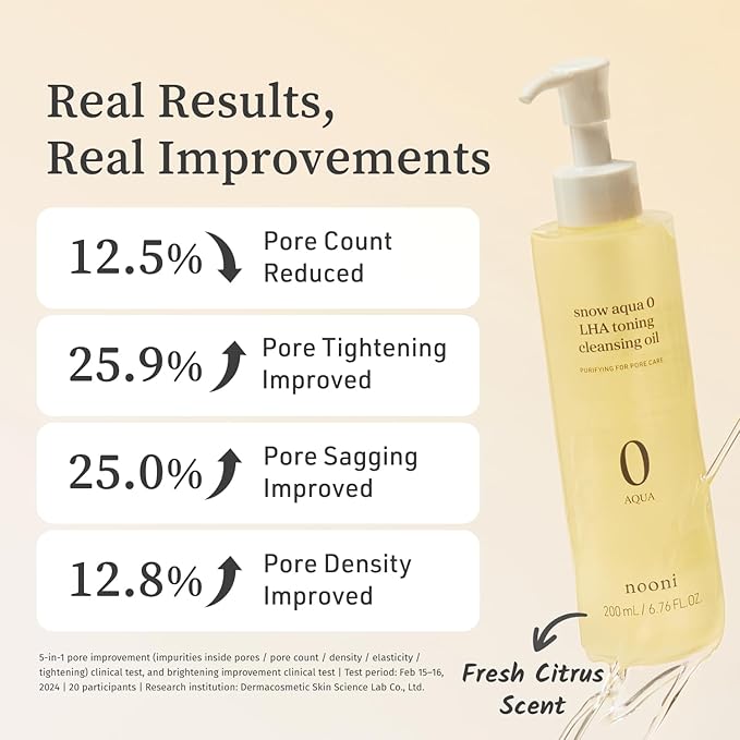 NOONI Facial Cleanser - Snow Aqua 0 LHA Toning Cleansing Oil | Makeup Blackhead Remover, Pore Control, Glass Skin, Help Control Sebum, Revitalizing, Moisturizing, Korean Skin Care, 6.76 Fl Oz (200 ml)-GlimoraGlow